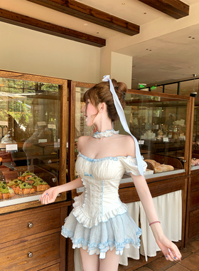【瑞茜】海盐芭蕾 夏季甜美风小众设计上衣半裙 R1567-1N