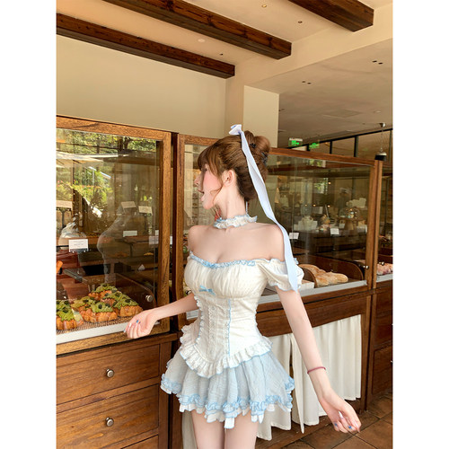 【瑞茜】海盐芭蕾 夏季甜美风小众设计上衣半裙 R1567-1N
