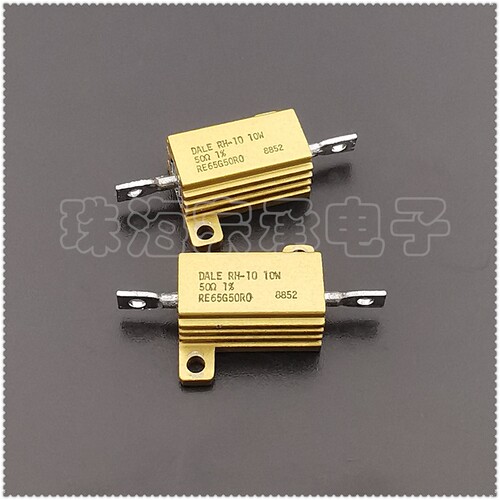 进口美国 50R 10W DALE RE65G50R0 RH-10 50Ω 铝壳线绕电阻器