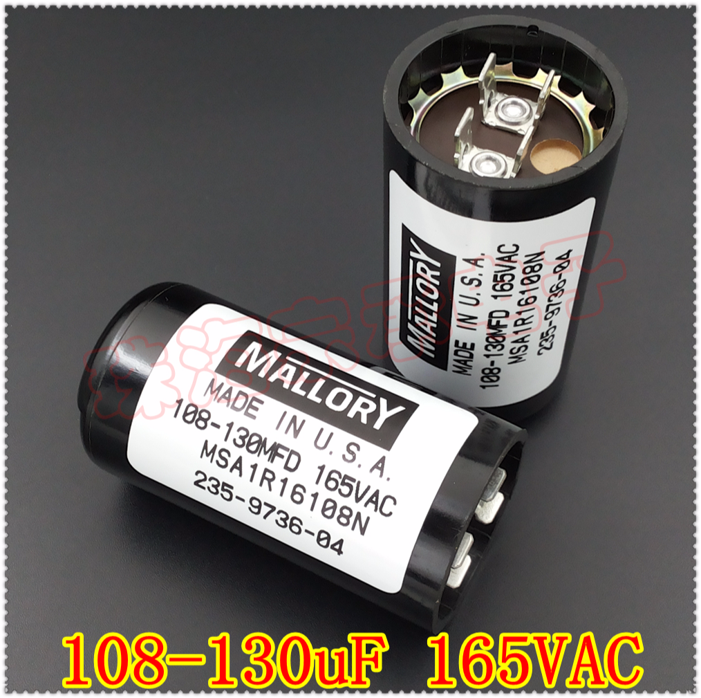 进口美国 108-130uF 165VAC MALLORY/CDE 压缩机启动电容器