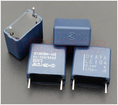 进口日本 0.1uF 275VAC OKAYA LE104 X2安规薄膜电容 冈谷 p10