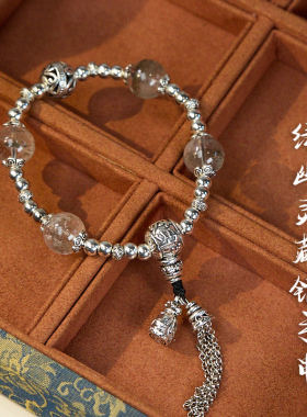 新款爆品绿幽灵藏银水晶女生手串