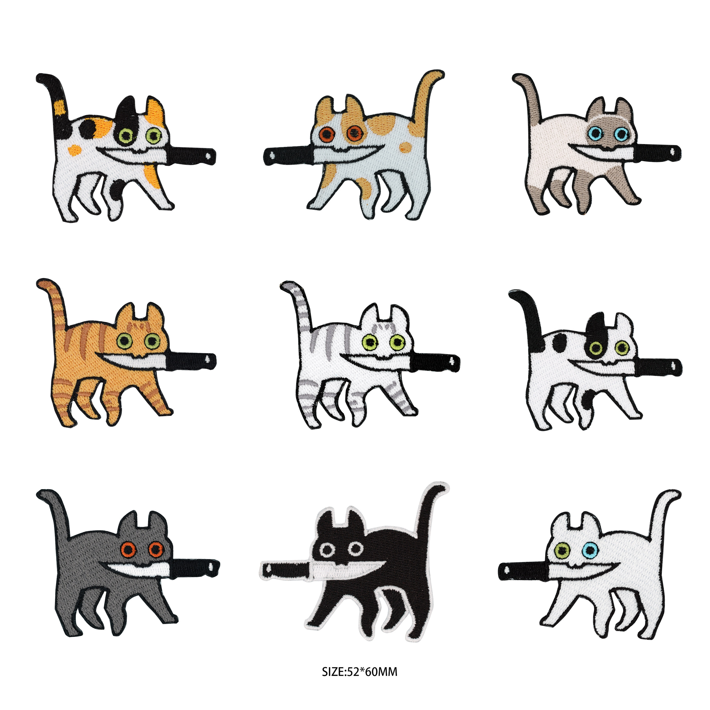 小刀猫动物黑白儿童修补贴魔术贴