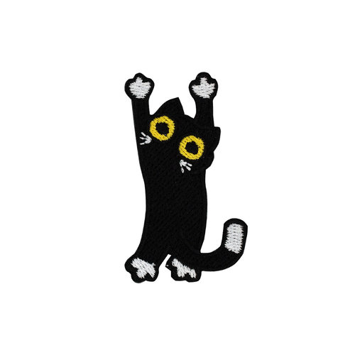 快要掉下来的小猫 黑白创意个性衣服背包装饰刺绣勾面魔术贴徽章