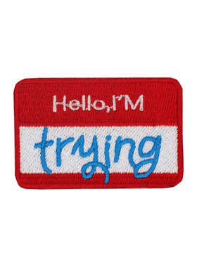 Trying 努力英文标语个性衣服背包装饰刺绣布贴勾面魔术贴徽章