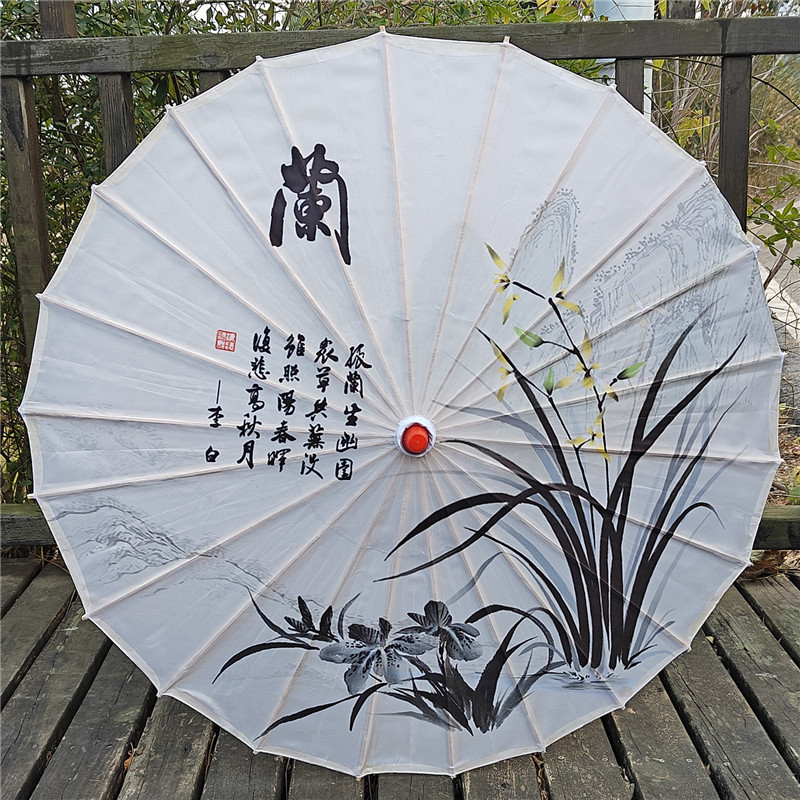 梅兰竹菊防晒花布油纸伞