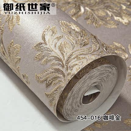 欧式无纺布墙纸 卧室温馨奢华大马士革3d浮雕客厅电视背景墙壁纸