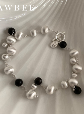 新款拉丝黑檀木串珠项链