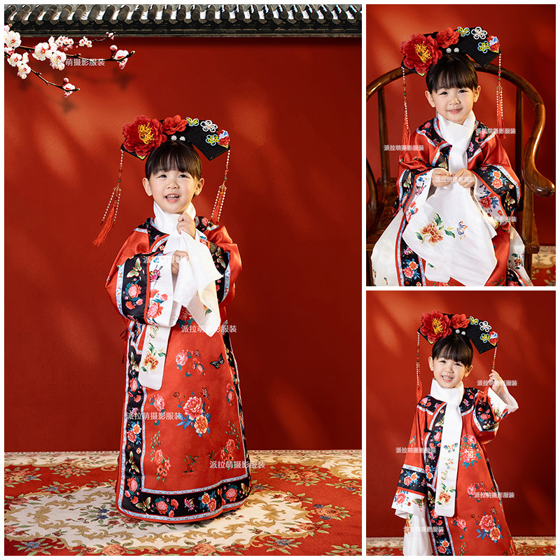红色还珠格格主题摄影服装2岁-12岁女童古装汉服拍照衣服影楼写真