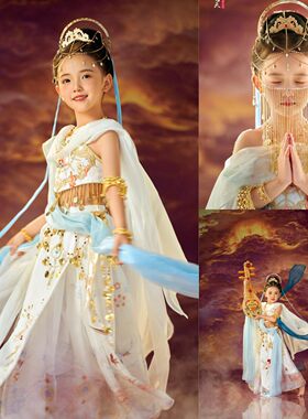 儿童摄影服装古风主题敦煌飞天中大童汉服异域风情道具背景民族