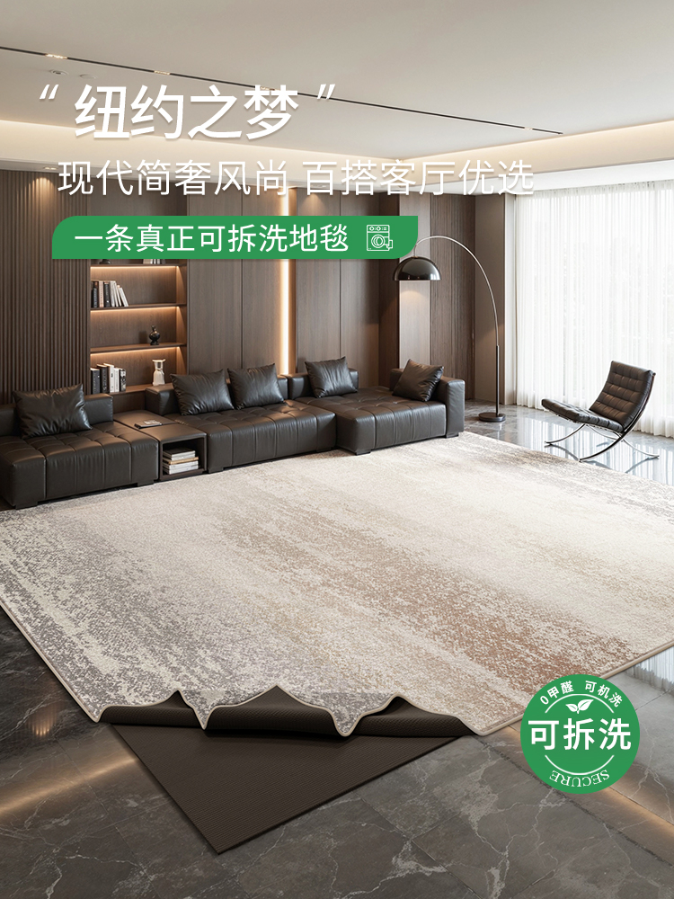 可拆洗地毯客厅2025新款意式轻奢极简机洗沙发大面积卧室床边地垫