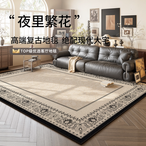 2025新款客厅地毯免洗可擦中古风