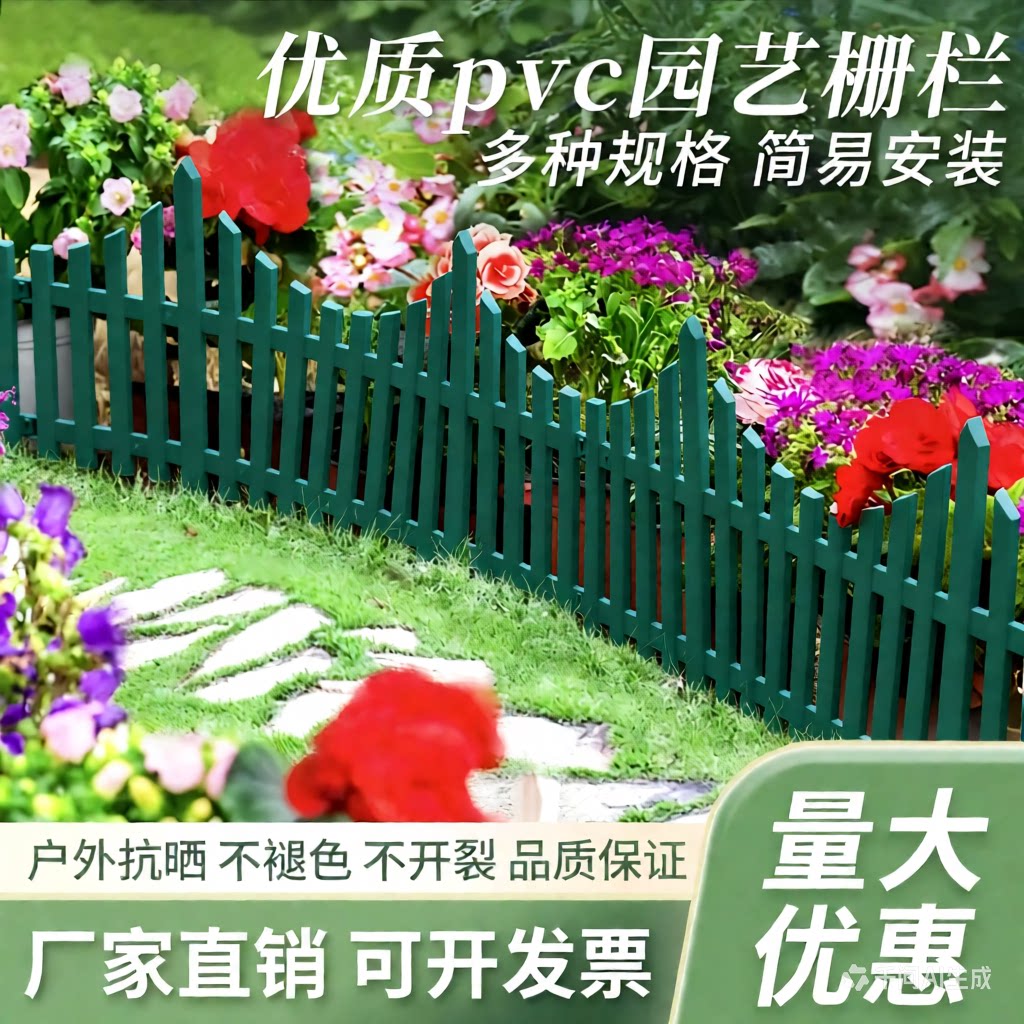 绿色pp花园围栏草坪护栏室外花园围栏绿化带隔离栏花坛篱笆栅栏