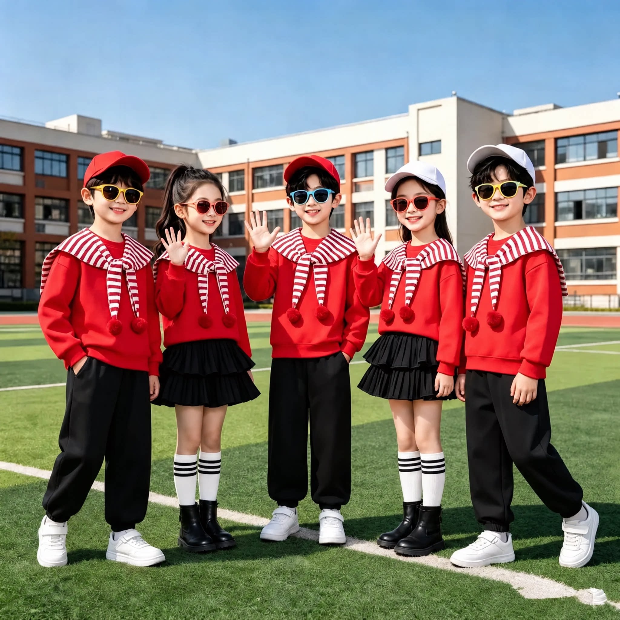 六一儿童啦啦队运动演出套装