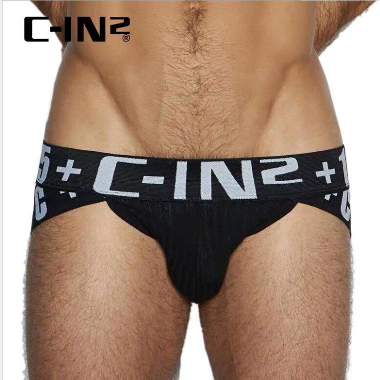 cin2男低腰高开叉不勒腿三角裤测开口内裤男士胖子大码打底棉裤头