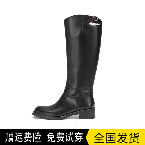 商场同款2025冬季新款蝴蝶骑士靴高筒靴时装靴粗跟女长靴EIF04DG5