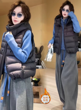 老钱风时尚套装女装冬季新款加厚羽绒棉服保暖卫衣休闲卫裤三件套