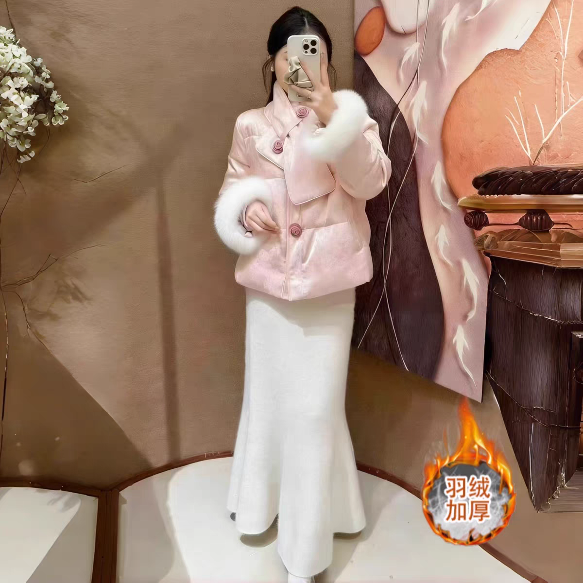 新中式短款羽绒服女冬季新款洋气显瘦加厚保暖圆领围巾白鸭绒外套,女装/女士精品,羽绒服,淘宝优惠券,粉丝福利购,淘宝优惠卷