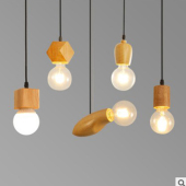 复古实木灯头简约单头小吊灯北欧餐厅灯个性 店吧台床头灯 创意服装