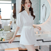 春夏新款 宽松睡裙性感可外穿裙子 睡衣女气质韩版 夜店大码 白色衬衫