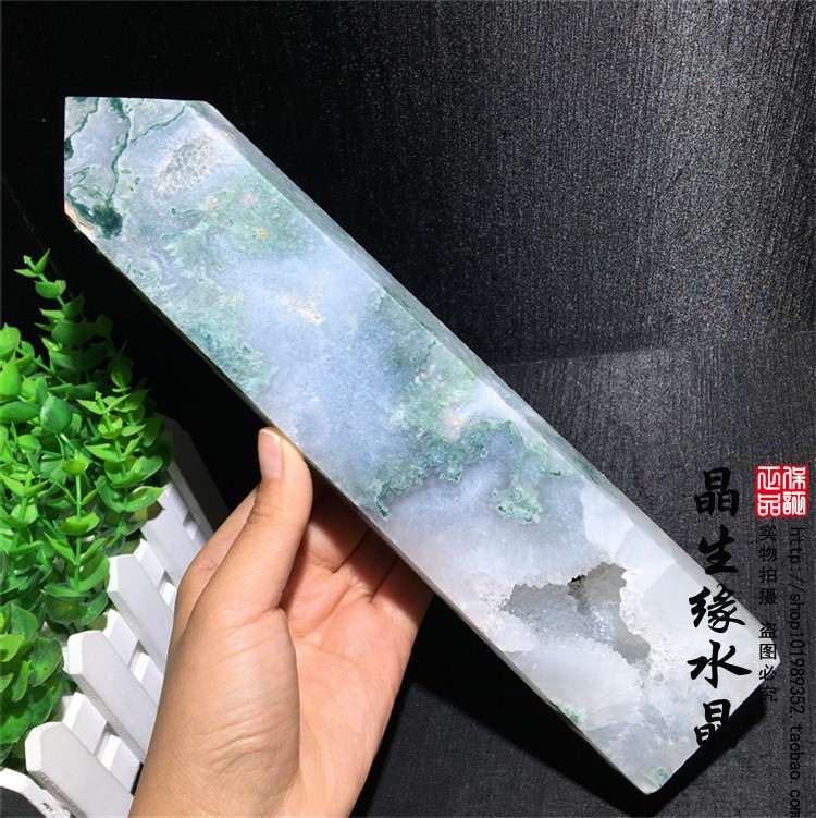天然水草玛瑙大柱摆件玛瑙收藏石水草玛瑙把玩实物图