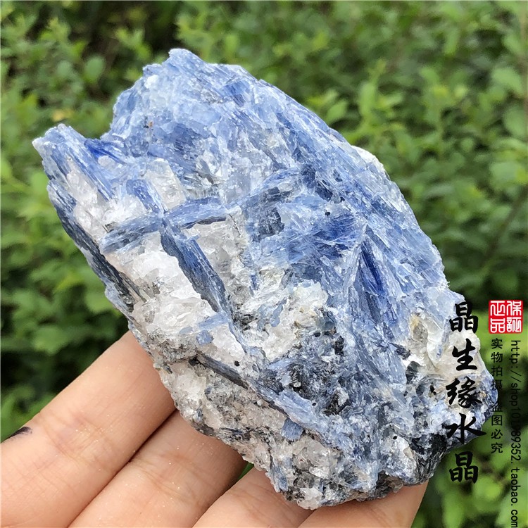 天然巴西蓝晶原石矿物晶体标本原矿 奇石实物图7