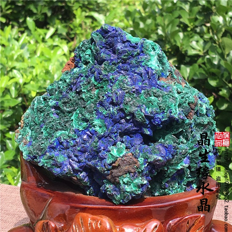 老挝天然蓝铜矿摆件孔雀石