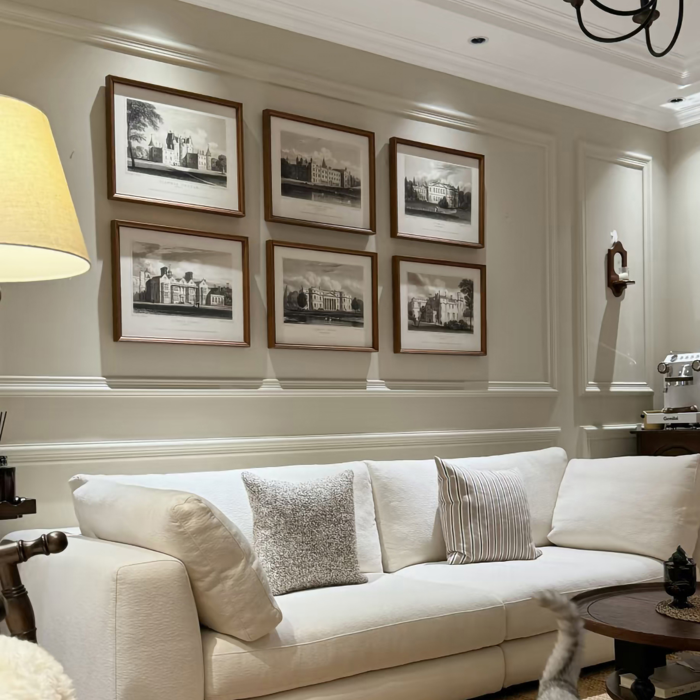 美式复古建筑风景装饰画客厅餐厅斗柜挂画老钱风法式艺术极简壁画图片