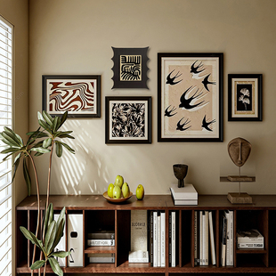 法式中古风客厅装饰画高级感小众异形艺术挂画高级感复古组合挂画