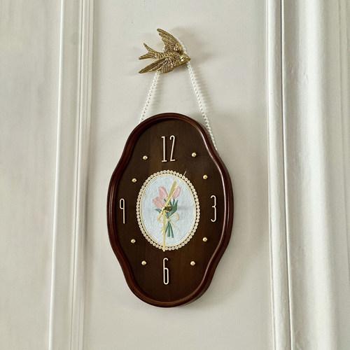 氛围感中古风实木表盘墙饰装饰画