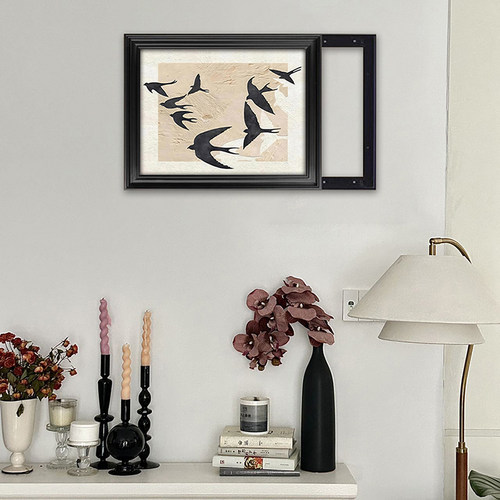 中古风隐藏推拉电表箱定制装饰画