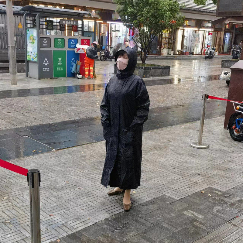 特惠出口圆点成人时尚长款徒步户外雨衣男女防水风衣