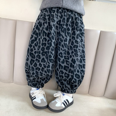 女童灯笼裤秋季2025新款儿童韩版洋气时髦秋装女宝宝豹纹裤子秋款