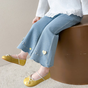 女童牛仔裤春秋2026新款儿童春季洋气裤子宝宝春装休闲时髦喇叭裤