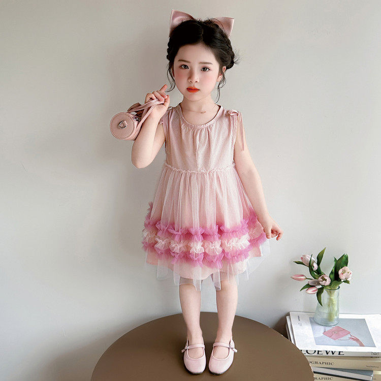女童无袖连衣裙2026新款中小童夏季背心裙儿童夏天裙子公主棉布裙
