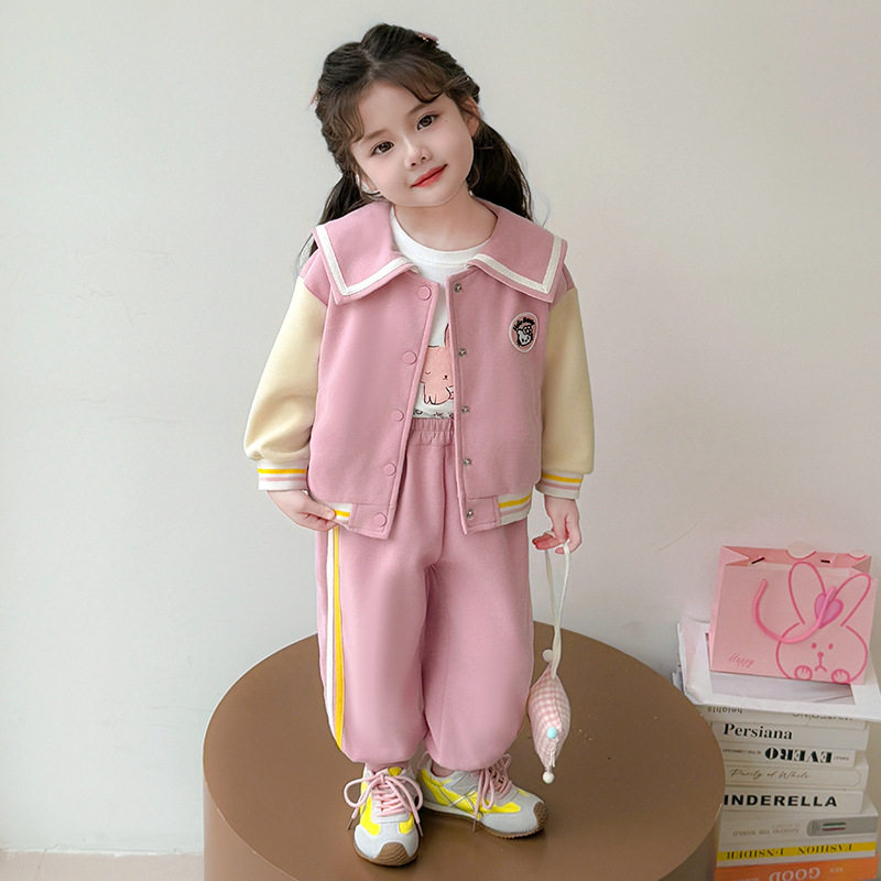 女童春秋款棒球服外套套装2026新款女宝宝春季两件套儿童运动衣服