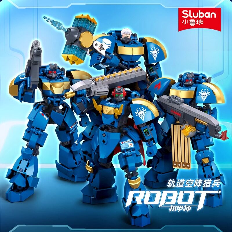 小鲁班星际战士机甲战锤老兵模型图片