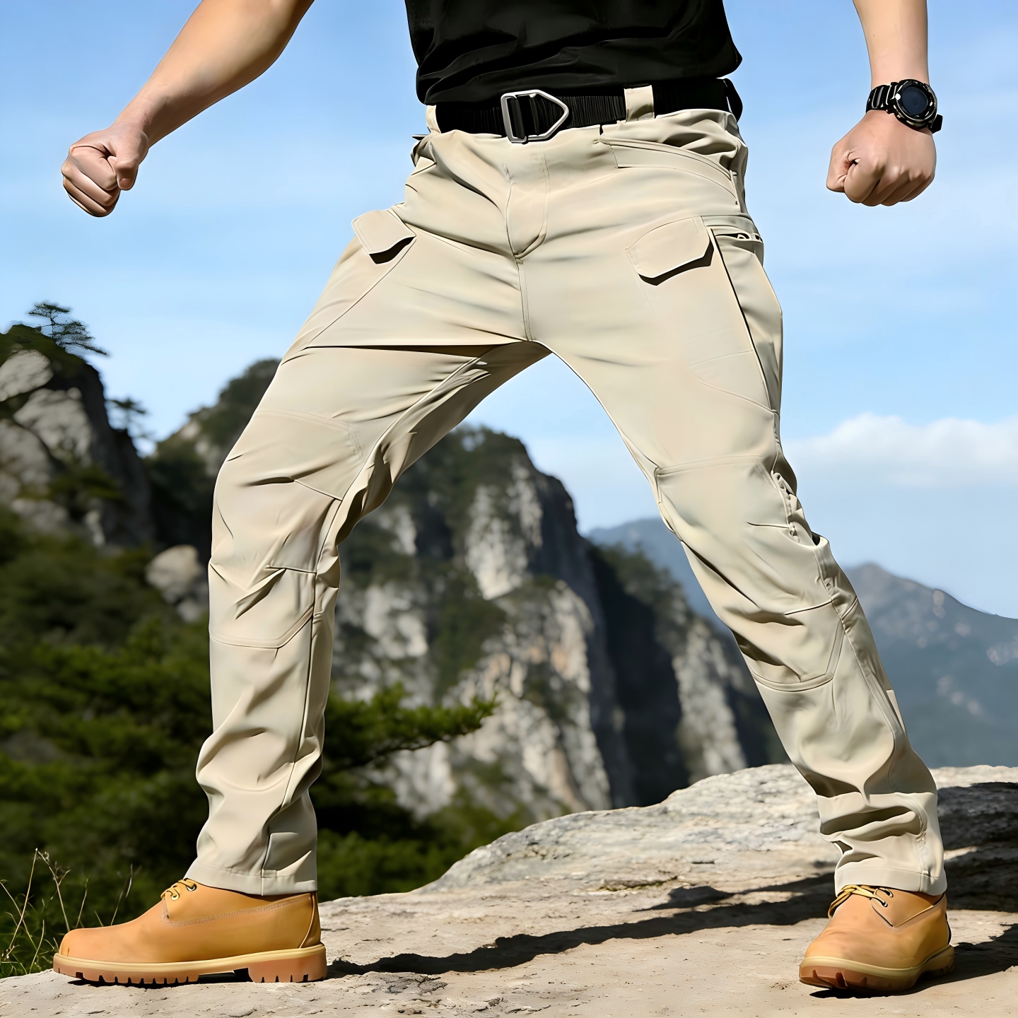 夏季户外运动薄款速干长裤男弹力耐磨战术裤透气多口袋快干裤防水