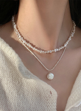 天然巴洛克淡水珍珠项链女锁骨链