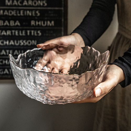 巷子尾轻奢感~透明金边玻璃碗