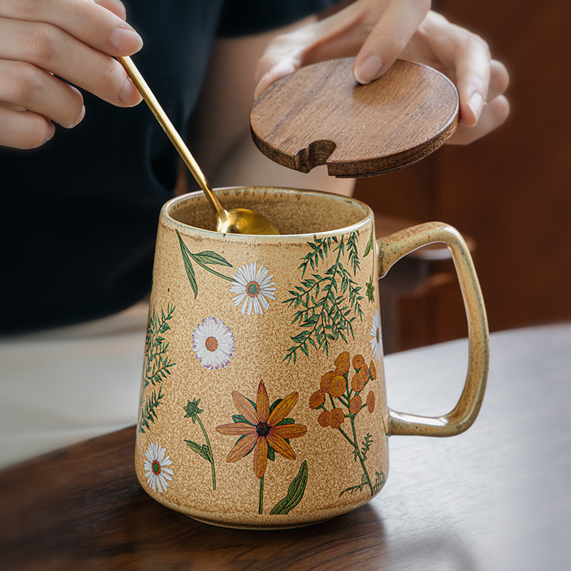 中古风陶瓷马克杯高颜值咖啡杯女图片