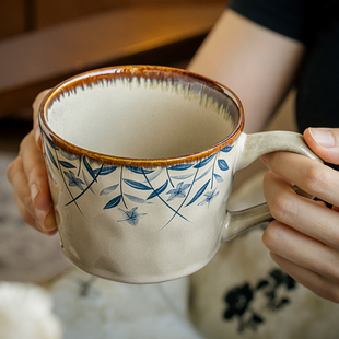 巷子尾〖精致好看 陶瓷马克杯咖啡杯办公室水杯 杯子〗复古日式