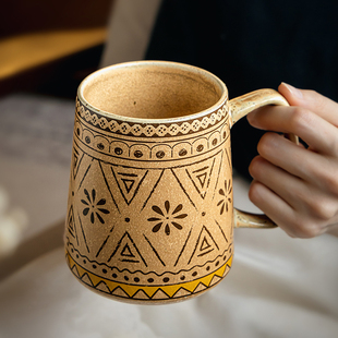 巷子尾〖750ml大肚杯〗艺术马克杯陶瓷杯大容量咖啡杯办公室水杯