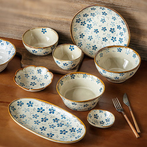 勿忘我系列中古风陶瓷餐具碗碟盘