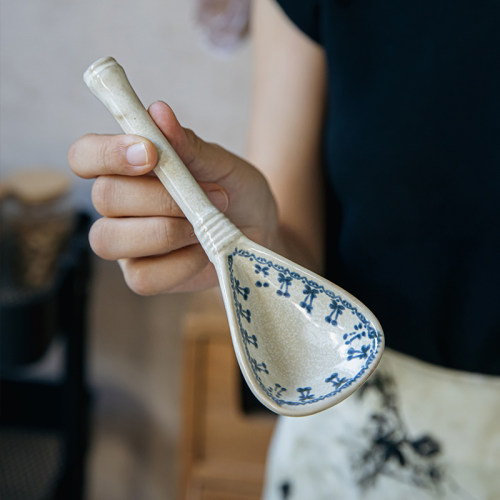 巷子尾手绘粗陶长柄勺子