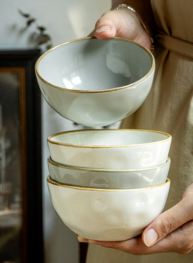 巷子尾〖19.99两个水纹饭碗〗4.5英寸陶瓷米饭碗套装复古加厚小碗