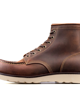 City MocToe Boot -luosjiet®boots - Crazy Horse Red Brown