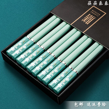 食品级高颜值工艺上档次合金筷子不发霉创意方形防滑商用耐高温