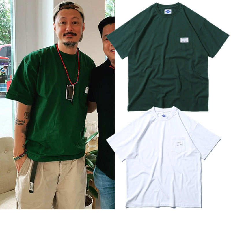 香港潮牌余文乐明星同款圆领休闲t恤男口袋大码短袖工装日系复古