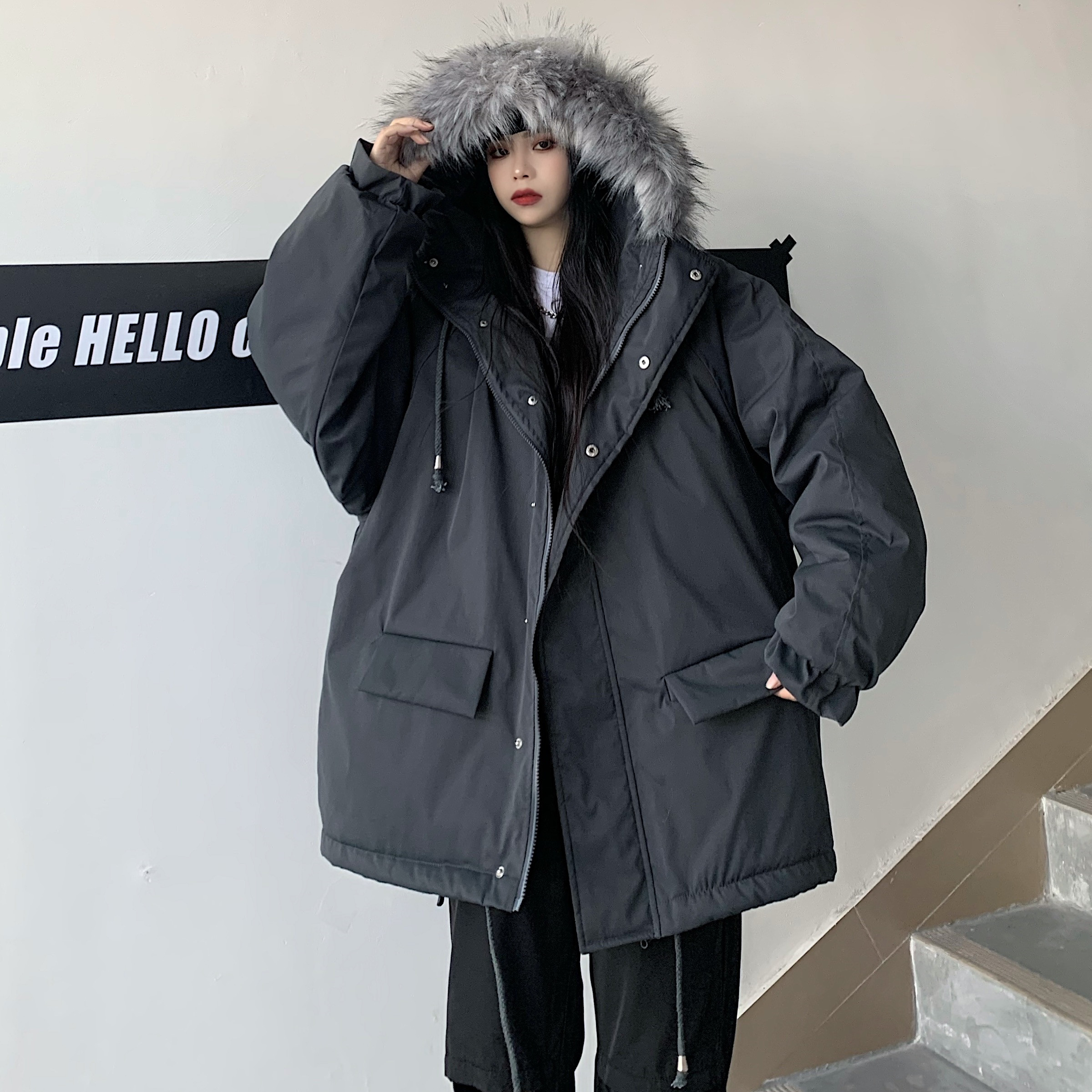 Real shot: Women's cotton padded clothes 2020 winter Korean version loose BF hooded cotton padded jacket ins students' cotton padded clothes, tooling, thickened coat